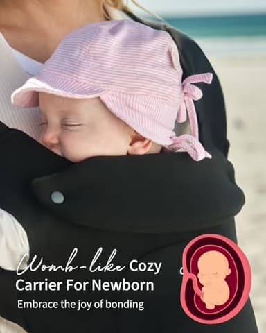 GROWNSY Baby Carrier Newborn to Toddler, Cozy Baby Wraps Carrier, Ergonomic Baby Carrier with Head Support, Black - Image 2