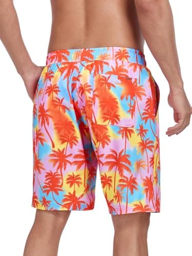RELLECIGA Men's Board Shorts Quick Dry 9 Inch Swim Trunk with Mesh Lining(Orange Coconut Tree,X-Large) - Image 6