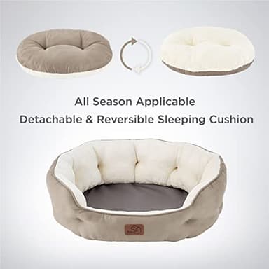Bedsure Dog Beds for Small Dogs - Round Cat Beds for Indoor Cats, Washable Pet Bed for Puppy and Kitten with Slip-Resistant Bottom, 25 Inches, Taupe - Image 6