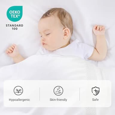 ZPECC Toddler Down Alternative Comforter, 39x47 Hypoallergenic Baby Blanket Quilt, Soft Breathable Lightweight All Season Kids Duvet Insert for Crib Stroller Cot Daycare, White - Image 4