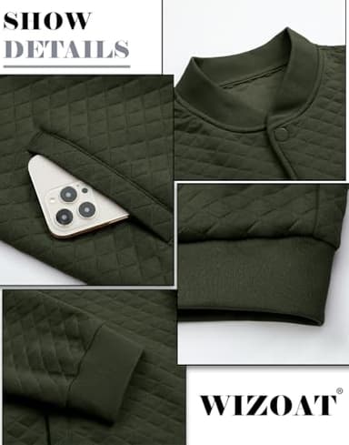 Wizoat Mens Varsity Jacket Lightweight Jacket Causal Waffle Letterman Bomber Jackets - Image 5