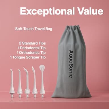AquaSonic Water Flosser - Cordless Rechargeable Water Flossers for Teeth Cleaning - Waterproof Aqua Flosser, Portable Oral Irrigator for Dental Cleaning with 5 Jet Tips – Braces Home Travel - Image 5