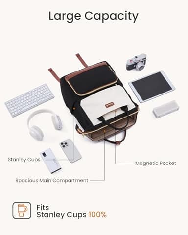 LOVEVOOK Laptop Backpack for Women with Giant Tumbler Holder Pocket, 15.6 inch Travel Work Backpack Purse for Nurse Teacher, Waterproof School Bag College Bookbag Cute Casual Daypack for Girls - Image 7