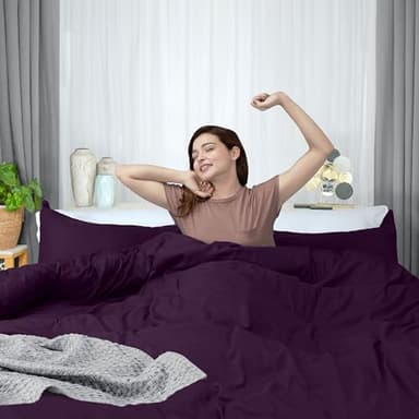 Utopia Bedding Duvet Cover Twin Size - 2 Piece with Zipper Closure - 1 Comforter Cover 68X90 Inches & 1 Pillow Sham 20X26 Inches (Purple) Comforter Not Included - Image 6