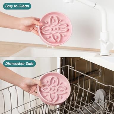 vancasso Ceramic Slow Feeder Dog Bowls, Puzzle Dog Food Bowls with Floral Maze, Anti -Slip Pet Food Dish for Small Breed, 0.6 Cups, Pink - Image 5