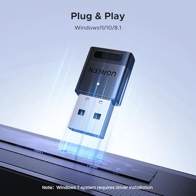 UGREEN USB Bluetooth Adapter for PC Bluetooth 5.4 Dongle Receiver EDR & BLE, Plug & Play Supports Windows 11/10/8.1, for Desktop, Laptop, Headphone,Keyboard,Mouse, Speakers,Printer - Image 3