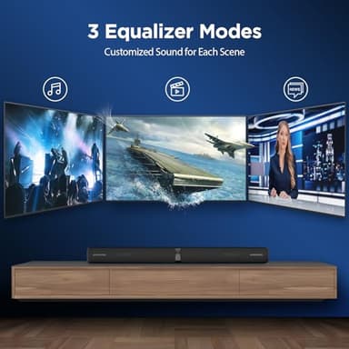 Assistrust Sound Bar for Smart TV, 90W Soundbar with Bluetooth/ARC/Optical/AUX Connect, Auto Volume Boost, 3 Equalizer Modes, 2 in 1 Detachable Soundbar for TV for TV/PC/Gaming/Projectors - Image 3