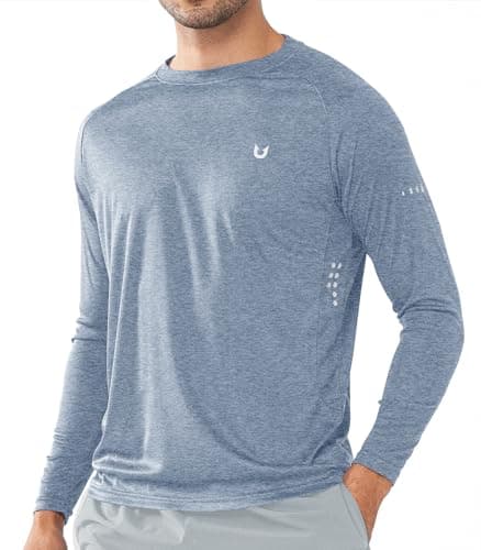 NORTHYARD Men's Sun Protection UPF 50+ Shirts Long Sleeve Running Workout Athletic Gym Shirt UV Swim Fish Rash Guard Hiking BLUEHEATHER L - Image 1