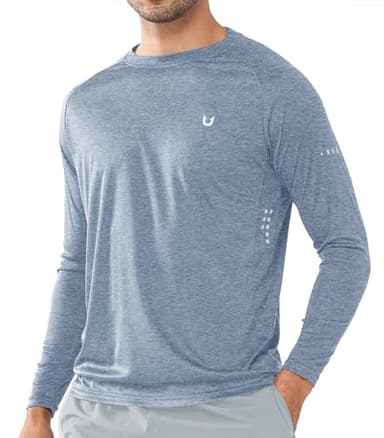 NORTHYARD Men's Sun Protection UPF 50+ Shirts Long Sleeve Running Workout Athletic Gym Shirt UV Swim Fish Rash Guard Hiking BLUEHEATHER L - Image 1