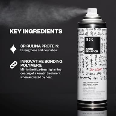 IGK GOOD BEHAVIOR Spirulina Protein Smoothing Spray + Anti-Frizz Smoothing Blowout Balm | Keratin Like Treatment + Frizz Control + Heat Protectant | Vegan + Cruelty Free - Image 3