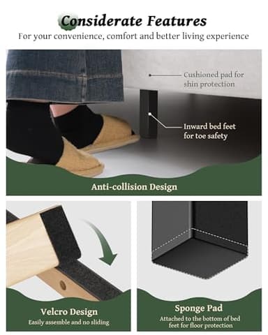 OHOHOLIVE King Size Bed Frame with 56" Headboard - 1000LBS Capacity Support, Velvet Upholstered Wingback Platform Bed Frame, Noise Free, Sturdy Wooden Slat Support - Image 9