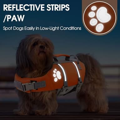 Queenmore Dog Life Jacket Medium, Dog Life Vest for Swimming, Dog Life Vest for Medium Dogs, Floating Dogdie Vests for Boating Kayaking, Pet Swim Preserver with Safety Handle Hook, Puppy Swim Vest - Image 3