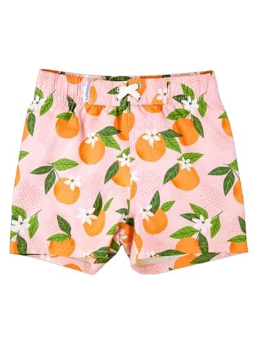 RUGGEDBUTTS Boys UPF50+ Sun Protection Fruits & Florals Swim Trunks - Orange You The Sweetest, 3-6m - Image 1
