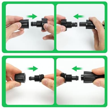 Bonviee Drip Irrigation Parts for 5/16" Main Line - (6-Pack) - 3 x PVC Female Hose Thread Non-Swivel Adapter and 3 x Barbed Threaded End Plugs - Drip Irrigation Fittings - Image 3