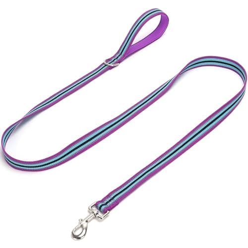 Mycicy Soft Cotton Dog Leash, 6 FT Lightweight Dog Lead for Dogs Training, Reflective- Padded Handle for Small Medium Large Dogs Outdoor Walking (Purple-L) - Image 1