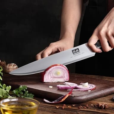 SHAN ZU Japanese Knife Set 3 PCs, High Carbon 10Cr15Mov Stainless Steel Chef Knife Set, Ultra-Sharp Professional Kitchen Knives Set with Ergonomic Pakkawood Handle and Elegant Gift Box - Image 9