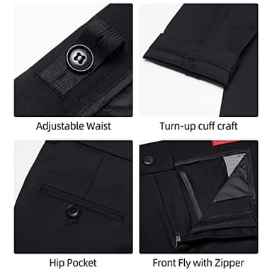 Marvelous Kids Boys 6-Piece V-Neck Formal Slim Fit Vest Suit Set, Black, Size 5 - Image 7