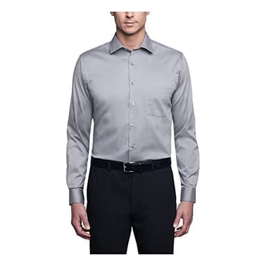 Van Heusen Men's Dress Shirt Regular Fit Flex Collar Stretch Solid Shirt, Grey Mist, 15" Neck 32"-33" Sleeve (Medium) - Image 1