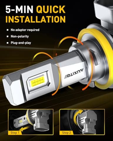 AUXITO H11 9005 LED Bulb, 900% Ultra-Bright, 6500K 68000LM Light, Plug and Play, Long Lifespan, No Flicker, 99% Compatibility, Pack of 4 - Image 4