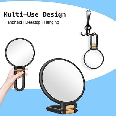 Sifolo 30x Magnifying Mirror, Travel Hand Mirrors with Handle - Double Side Handheld Mirror with 1X 30X Magnification & Adjustable Handle/Stand, Hand Held Foldable Travel Mirror for Makeup(Black) - Image 3