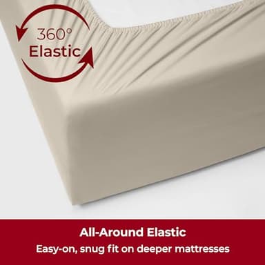 Mellanni Extra Deep Full Sheets - 4 PC Iconic Collection Bedding - Hotel Luxury, Ultra Soft, Cooling Bed Sheets - Wrinkle, Fade, Stain Resistant (Full, Golden Ivory) - Image 5