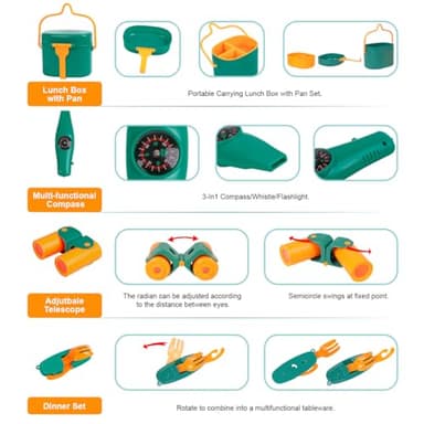 Meland Kids Camping Set with Tent - Toddler Toys for Boys with Campfire, Camping Toys for Kids Indoor Outdoor Pretend Play, Gift Idea for Boys Age 3,4,5,6 Year Old Birthday Christmas (Green) - Image 4