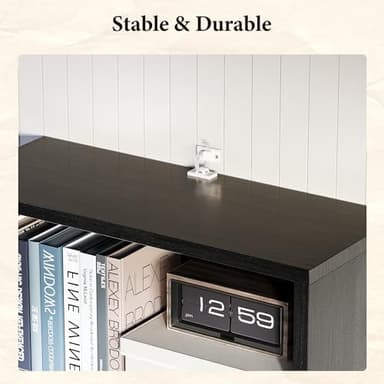 oneinmil 71.5" Tall Bookshelf and Bookcase, 6-Tier Wooden Bookshelves with Cabinet Doors, Floor Bookshelves and Office Storage Cabinets for Home Office, Living Room (Black 1 Pack, 6-Tier) - Image 8