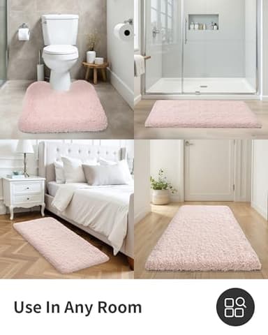 ILANGO Pink Bathroom Rugs 36" × 24" Non Slip & Super Absorbent Extra Thick Soft, Washable Bath Mat for Floor, Non Shedding Microfiber Plush Shaggy Bath Rug with Rubber for Bathtub Shower Room Sink - Image 9