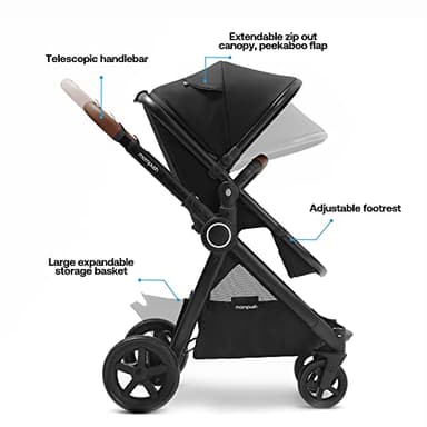 Mompush Ultimate 2 Baby Stroller for Infant and Toddler with Newborn Mode and Reversible Seat, All-Terrain Stroller with All-Wheel Suspension, Includes Car Seat Adapter and Large Storage Basket - Image 3