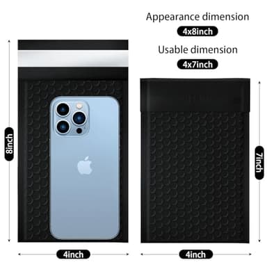 skardeco 4x8 Inch Black Bubble Mailers 40 Pack Self-Seal Poly Padded Envelopes Suitable for Small Businesses to Package and Mail Jewelry Cosmetics, Electronic Products, Cards (Black, 4 x 8-40) - Image 2