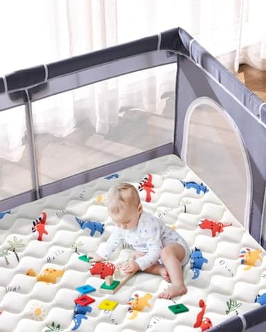 Odorless Premium Foam Baby Play Mat 50" x 50", Soft Microfiber Fabric Crawling Mat for Floor- Comfortable and Hypoallergenic, Non-Slip Cushioned Floor Playpen mat for Infants,Babies,Toddlers - Image 5