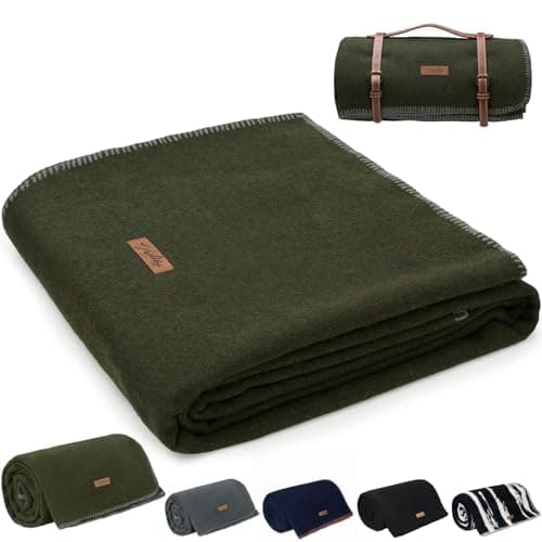Molithe 100% Wool Blanket, 62" x 86", Warm, Thick, Washable, Military Wool Blanket, Great for Camping, Outdoors, Sporting Events, Survival Kits - Image 1
