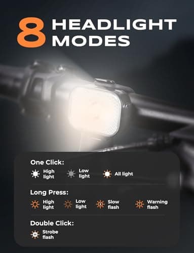 Viccux Bike Lights Set with Wide-Angle Reflectors, 8+6 Modes & Ultra-Light Bicycle Lights Powersports Accessory, IP65 Waterproof & Dual USB-C 1-2 Hrs Fast Charge Bike Light for Road Mountain Cycling - Image 4