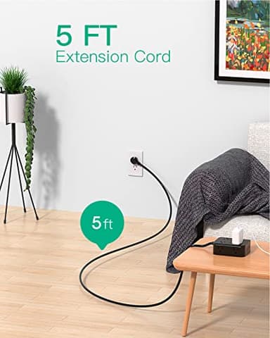 Power Strip Surge Protector - Flat Plug, Wall Mount, 8 Wide Outlets with 4 USB Ports (2 USB C), 5FT Heavy Duty Extension Cord with Multiple Outlets, Charging Station Overload Protection for Home Dorm - Image 7