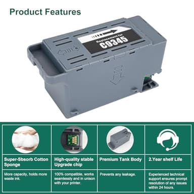 TKNCCC C9345 Ink Maintenance Box Tank for Epson ET-8550 ET-5800 ET-16650 ET-16600 ET-5850 ET-5880 ET-8500 WF-7820 WF-7840 WF-7310 EC-C7000 ST-C8000 ST-C8090 Printer(2PCS) - Image 2