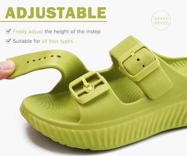 KuaiLu Womens Recovery Sandals Comfort Plantar Fasciitis Arch Support Ladies Orthopedic Adjustable Strap Sport Walking Slides Slip On Athletic Cushion Slippers Summer Pool Beach Sandles Green Size 9 - Image 5