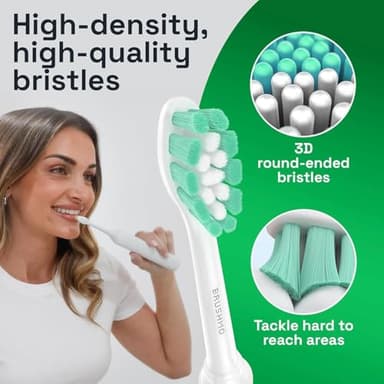 Brushmo Plaque Control Replacement Toothbrush Heads, Compatible with Philips Sonicare Click-on Electric Toothbrush Handles, 8 Standard Replacement Heads, Soft Dupont Bristles, BM928, White - Image 4