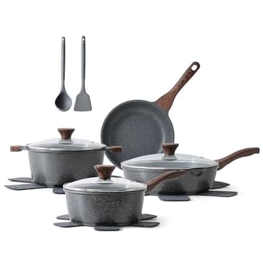 SENSARTE Nonstick Cookware Set 13-Piece, Non Stick Pots and Pans Set with Swiss Granite Coating, Healthy Kitchen Cooking Set, Stay-Cool Handles, PFOA Free - Image 1