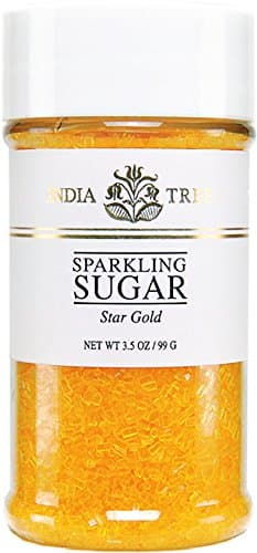 India Tree Gold Sparkling Sugar, 3.5 oz | Vibrant Decorating Sugar for Cakes, Cookies & Holiday Desserts - Image 1