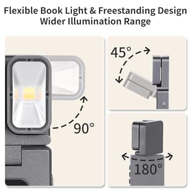 Dott Arts Book Lights for Reading at Night,Rechargeable 1000mAh Reading Lights for Books in Bed Dual-Heads Small Desk Lamps for Home Office with 5 Colors,Timer Function,LED Clip Light for Kids Room - Image 2