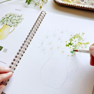 Watercolor Workbook,44 Spiral-Bound Pages Beginner-Friendly Animals Watercolor Workbooks with Paint Brushes and 12 Colors of Paint,Arts and Crafts Supplies Gift for Kids Adults Teens (Flowers) - Image 5