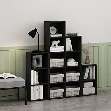 Furinno Luder Bookcase / Book / Storage, 5-Tier Cube, Blackwood - Image 2