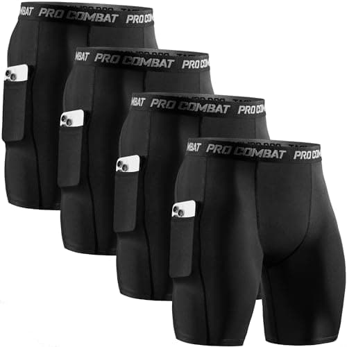Niksa 2/4 Pack Compression Shorts Men with Pocket, Spandex Running Shorts Sport Athletic Workout Performance Underwear - Image 1