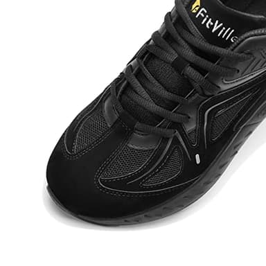 FitVille Men's Walking Shoes Extra Wide Shoes for Flat Feet Non-Slip Recovery Shoes for Plantar Fasciitis Heel Pain Relief - Rebound Core (11.5 X-Wide, All Black) - Image 2