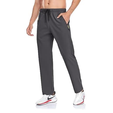Rapoo Men's Workout Athletic Hiking Sweatpants Joggers Pants Elastic Waist Jogging Running Pants for Men with Zipper Pockets 05 Dark Grey M - Image 2
