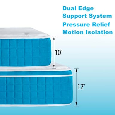 Planet Sleepings 10 Inch Twin Hybrid Mattress for Cool Sleep Gel Memory Foam Medium Firm Feel Zoned Pressure Relief Certified Safe Foams Removable Cover Bed in A Box - Image 2