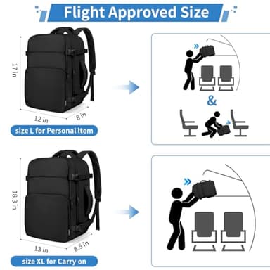 ZOMFELT Travel Backpack for Women Men, Carry on Backpack, TSA 15.6 inch Laptop Backpack Flight Approved, Personal Item Travel Bag Nurse Bag Casual Daypack for School Weekender Business Trip, Black - Image 7