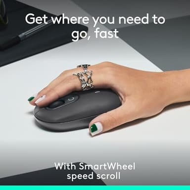 Logitech POP Mouse, Wireless Mouse with Customizable Emojis, SilentTouch Technology, Precision/Speed Scroll, Compact Design, Bluetooth, Multi-Device, OS Compatible - Graphite - Image 3
