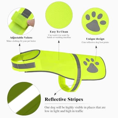 Candofly Reflective Dog Vest, High Visibility Safety Pet Hunting Vest Lightweight Dog Jacket for Night Walking Camping (Neon Green, Small) - Image 4