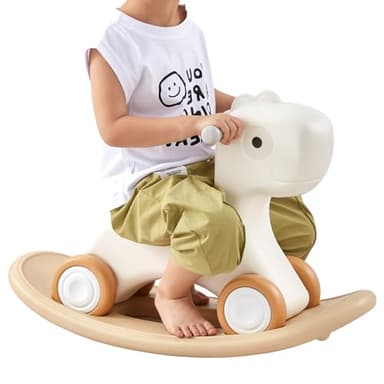 VEVOR 3 in 1 Baby Rocking Horse for Toddlers 1-3 Years,Rocking Horse with Detachable Balance Board and 4 Smooth Wheels, Support up to HDPE Material 80 lbs Kids Ride on Toy, 40° Swinging, White - Image 9